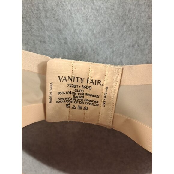 Vanity Fair Womens 36DD Nearly Invisible Full Coverage Beige Underwire Bra 75201 - Picture 3 of 6